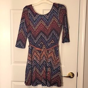 Lily Rose belted three quarter sleev dress